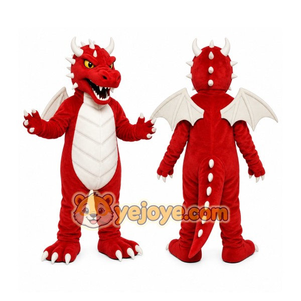 Red Dragon Mascot Costume with Custom Logo