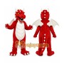 Red Dragon Mascot Costume with Custom Logo