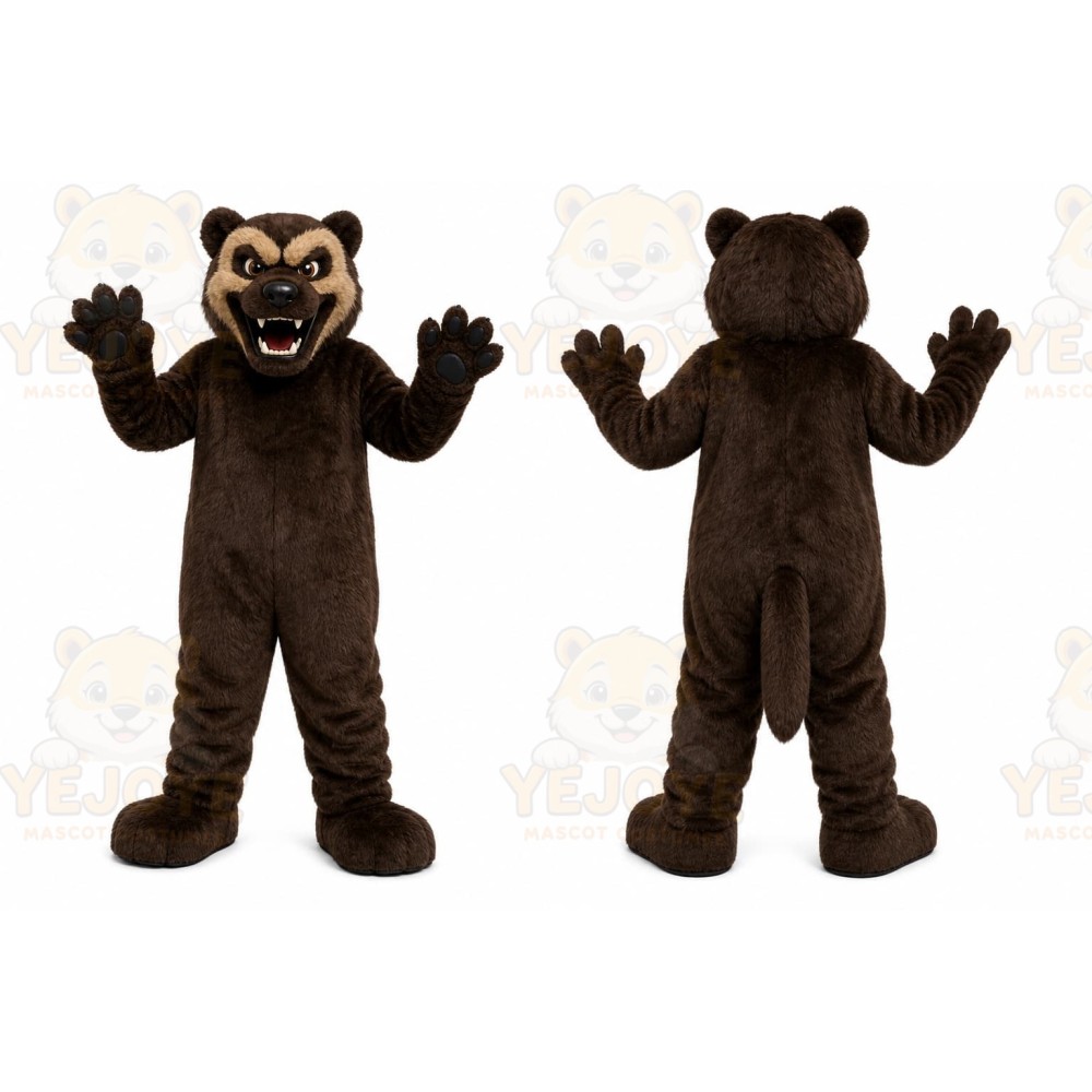 Brown Bear Mascot Costume with Custom Logo