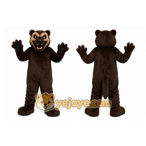 Brown Bear Mascot Costume with Custom Logo