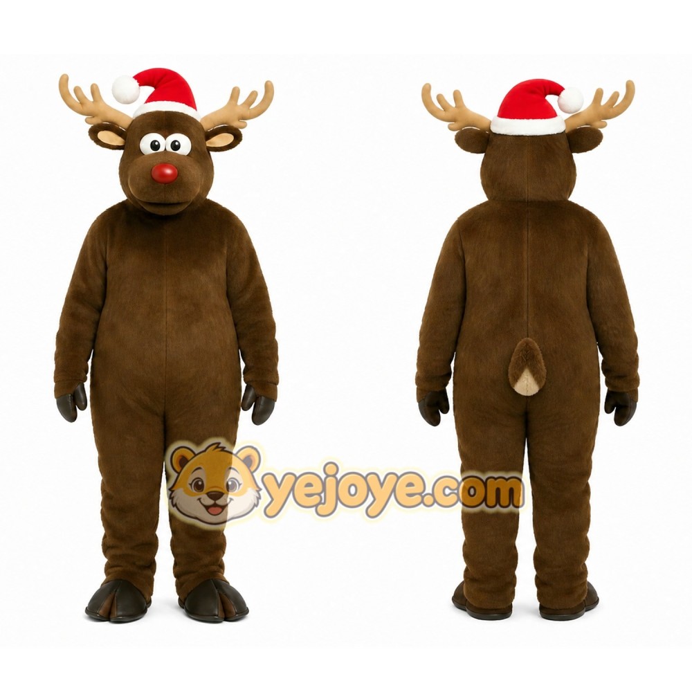 Brown Reindeer Mascot Costume with Custom Logo Brown Reindeer Mascot Costume with Custom Logo