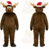 Brown Reindeer Mascot Costume with Custom Logo