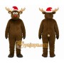 Brown Reindeer Mascot Costume with Custom Logo