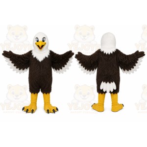 Black Eagle Mascot Costume with Custom Logo
