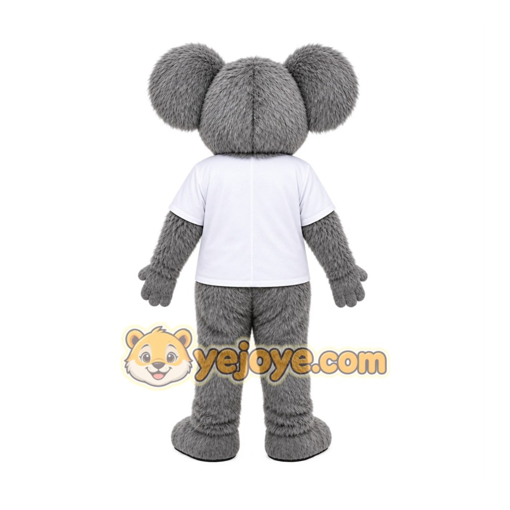 Gray Koala Mascot Costume with Custom Logo