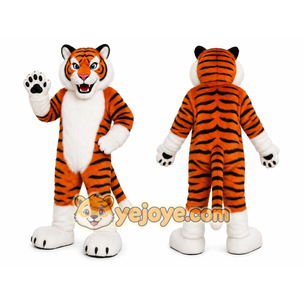 Orange Tiger Mascot Costume with Custom Logo Orange Tiger Mascot Costume with Custom Logo