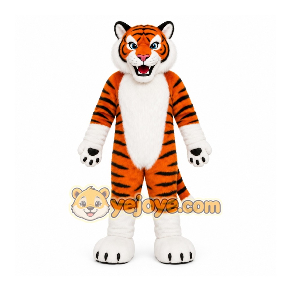 Orange Tiger Mascot Costume with Custom Logo Orange Tiger Mascot Costume with Custom Logo