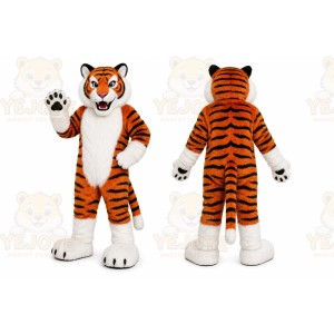 Orange Tiger Mascot Costume with Custom Logo