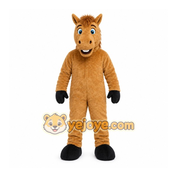 Brown Horse Mascot Costume with Custom Logo