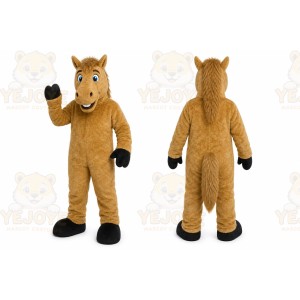 Brown Horse Mascot Costume with Custom Logo