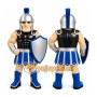 Blue Roman Warrior Mascot Costume with Custom Logo