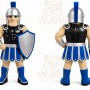 Blue Roman Warrior Mascot Costume with Custom Logo