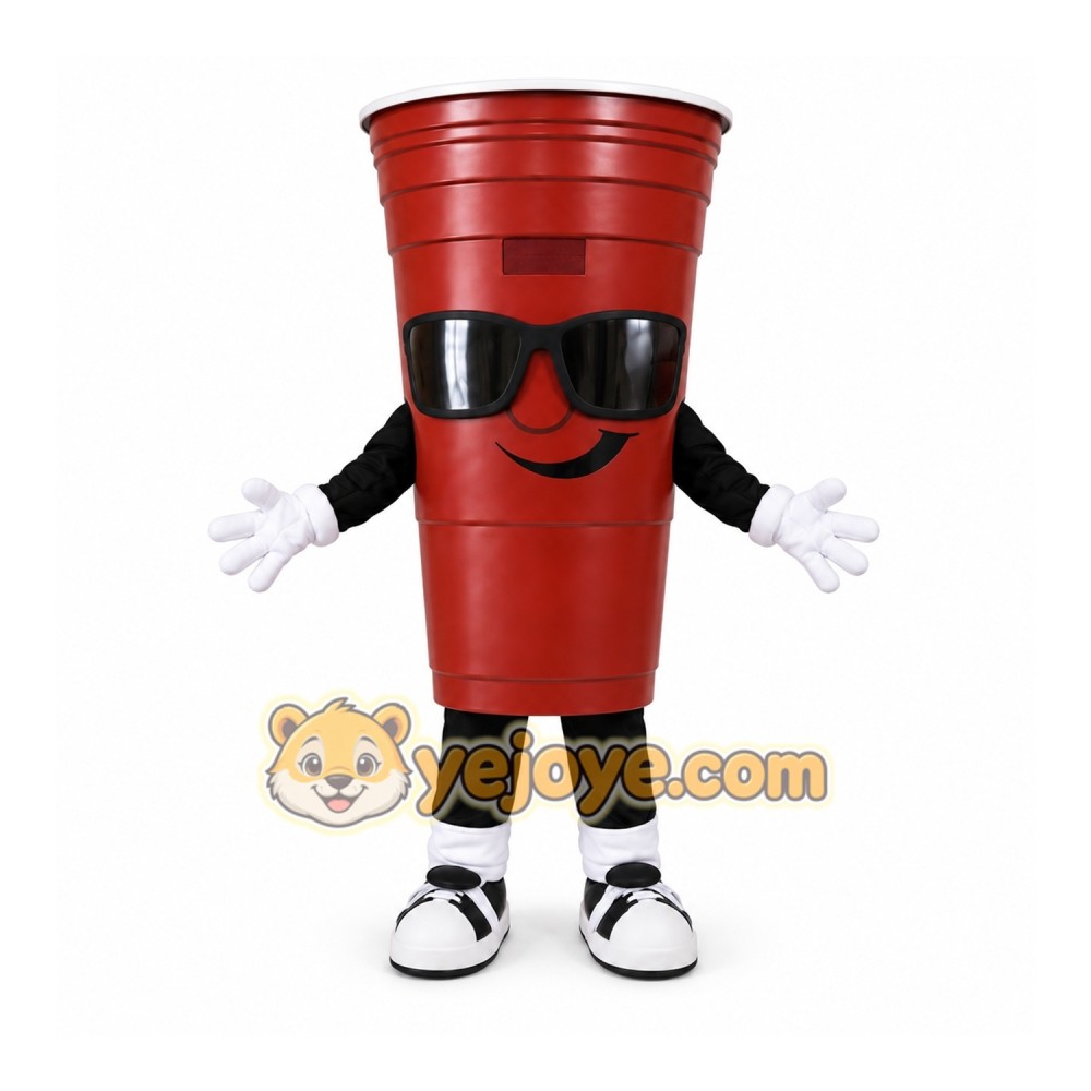 Brown Cup Mascot Costume with Custom Logo