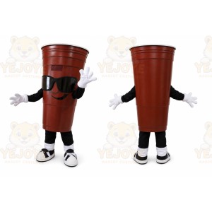 Brown Cup Mascot Costume with Custom Logo