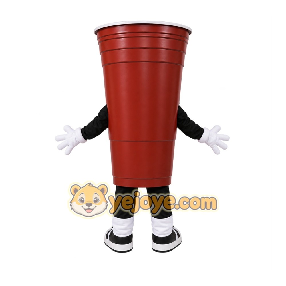 Brown Cup Mascot Costume with Custom Logo