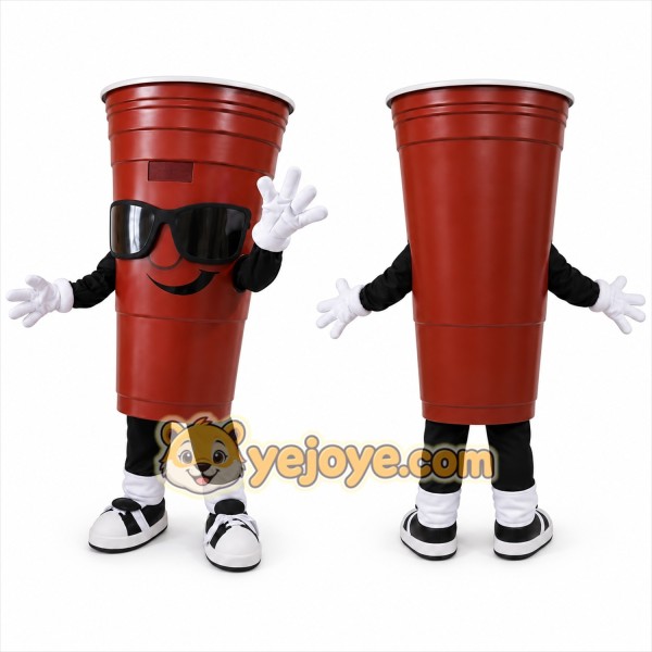 Brown Cup Mascot Costume with Custom Logo