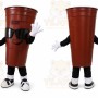 Brown Cup Mascot Costume with Custom Logo
