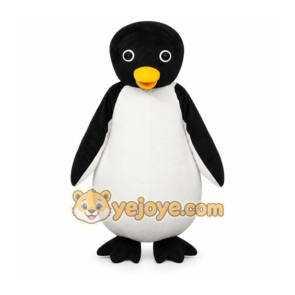 Black Penguin Mascot Costume with Custom Logo Black Penguin Mascot Costume with Custom Logo