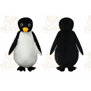 Black Penguin Mascot Costume with Custom Logo