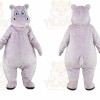 Gray Hippo Mascot Costume with Custom Logo