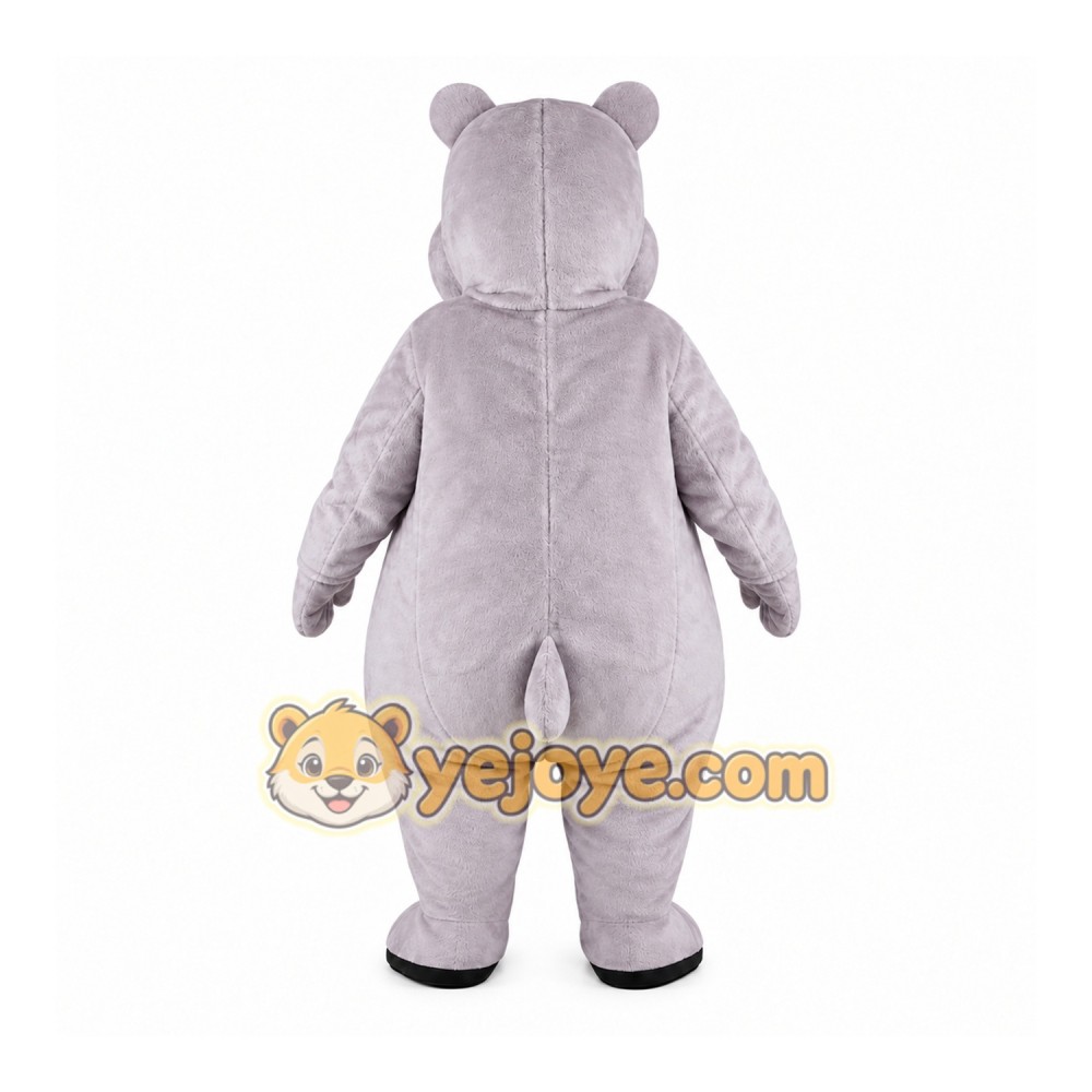Gray Hippo Mascot Costume with Custom Logo Gray Hippo Mascot Costume with Custom Logo