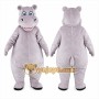 Gray Hippo Mascot Costume with Custom Logo