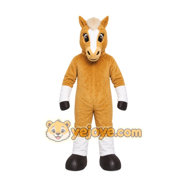 Brown Horse Mascot Costume with Custom Logo