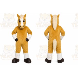 Brown Horse Mascot Costume with Custom Logo
