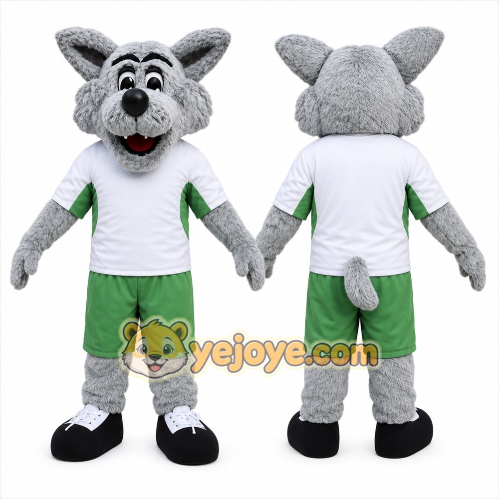 Gray Wolf Mascot Costume with Custom Logo Gray Wolf Mascot Costume with Custom Logo