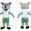 Gray Wolf Mascot Costume with Custom Logo