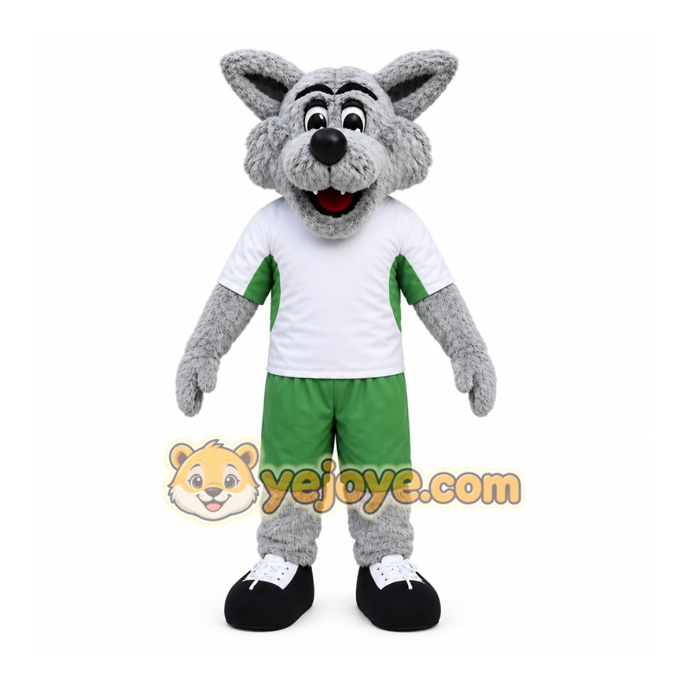 Gray Wolf Mascot Costume with Custom Logo Gray Wolf Mascot Costume with Custom Logo