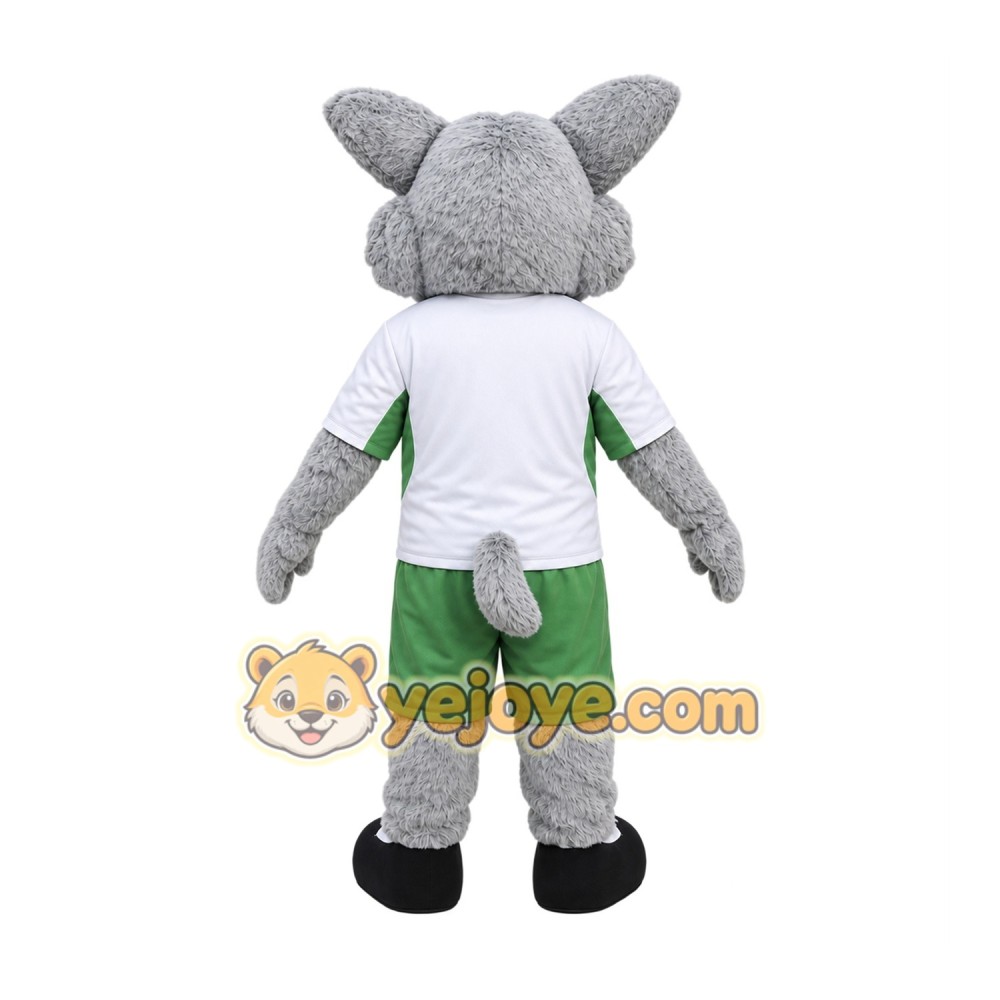 Gray Wolf Mascot Costume with Custom Logo Gray Wolf Mascot Costume with Custom Logo
