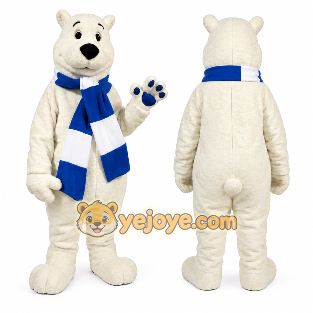 White Bear Mascot Costume with Custom Logo White Bear Mascot Costume with Custom Logo