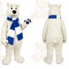 White Bear Mascot Costume with Custom Logo