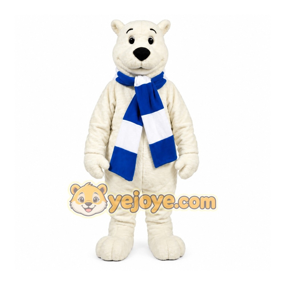 White Bear Mascot Costume with Custom Logo White Bear Mascot Costume with Custom Logo