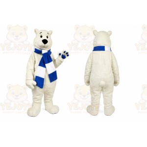 White Bear Mascot Costume with Custom Logo