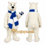 White Bear Mascot Costume with Custom Logo