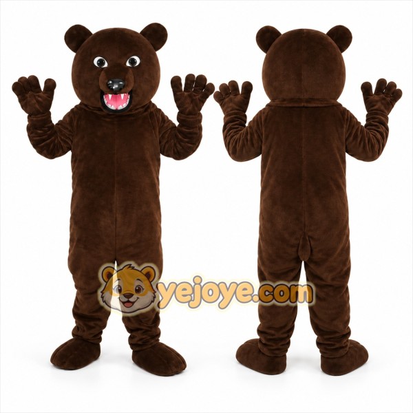 Brown Bear Mascot Costume with Custom Logo