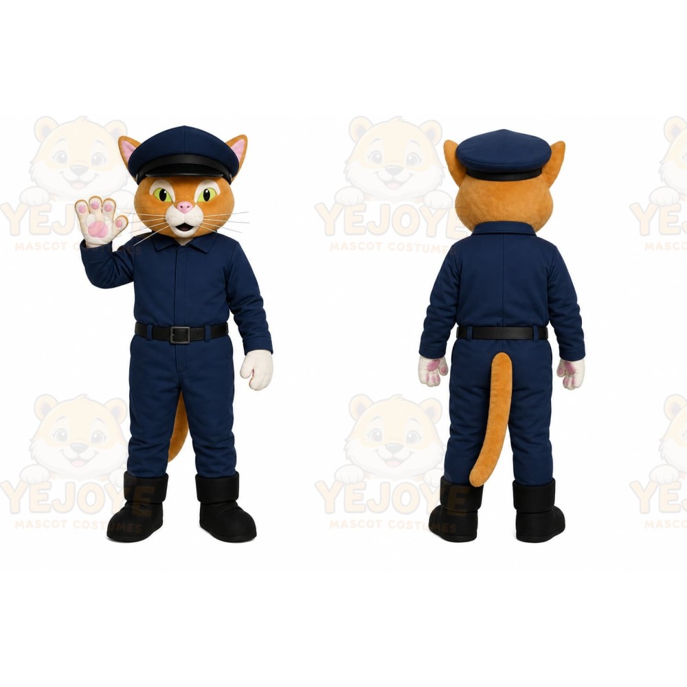Blue Cat Mascot Costume with Custom Logo