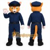 Blue Cat Mascot Costume with Custom Logo