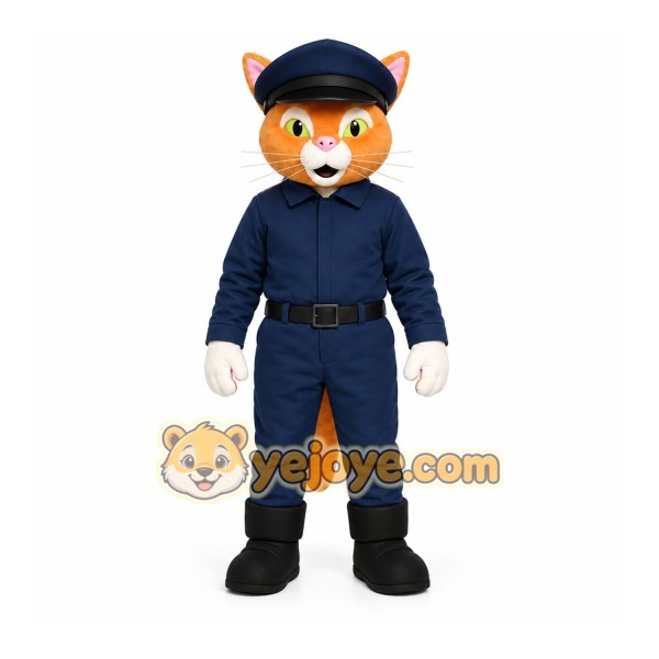 Blue Cat Mascot Costume with Custom Logo