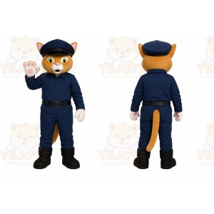 Blue Cat Mascot Costume with Custom Logo