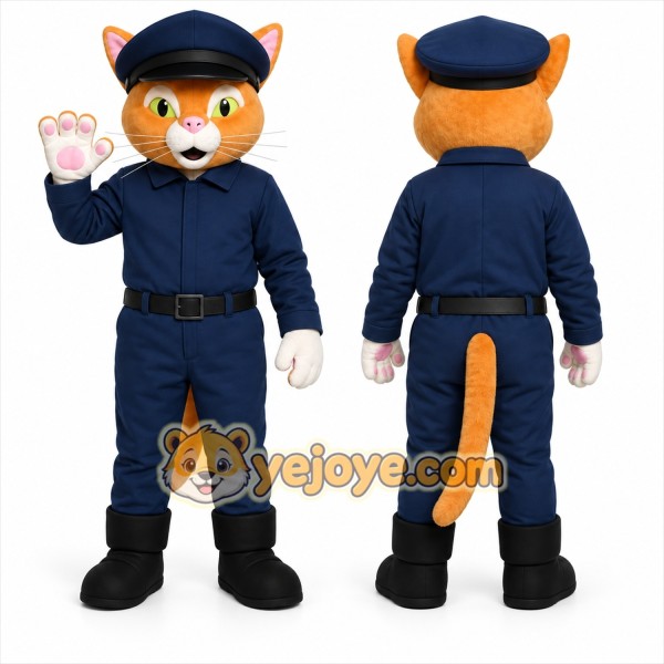 Blue Cat Mascot Costume with Custom Logo