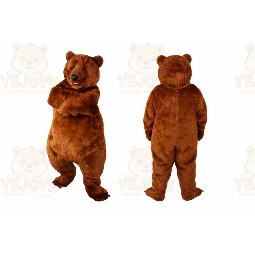 Brown Bear Mascot Costume with Custom Logo