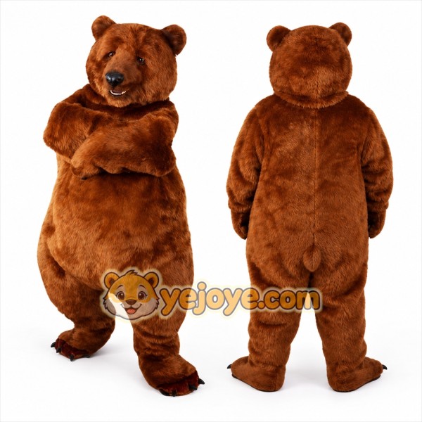 Brown Bear Mascot Costume with Custom Logo