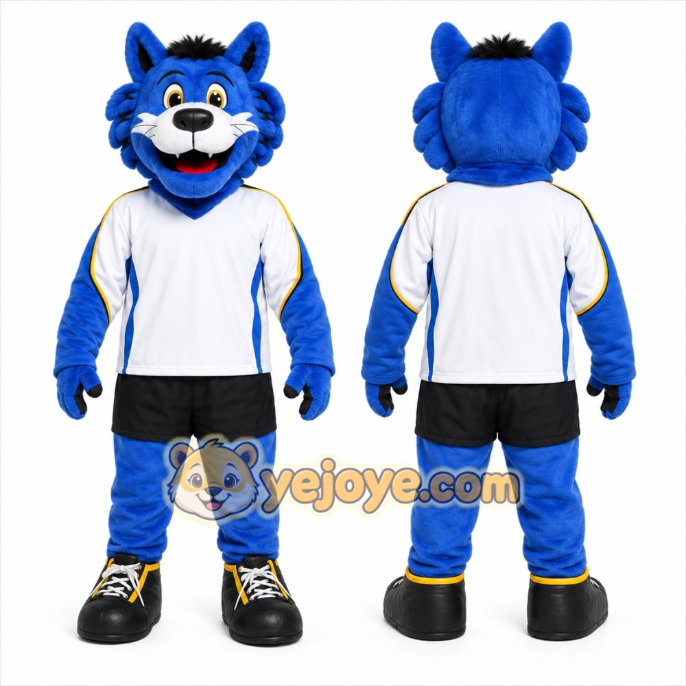 Blue Wolf Mascot Costume with Custom Logo Blue Wolf Mascot Costume with Custom Logo