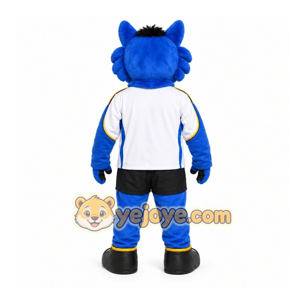 Blue Wolf Mascot Costume with Custom Logo Blue Wolf Mascot Costume with Custom Logo