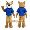 Tan Cougar Mascot Costume with Custom Logo