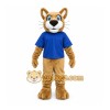 Tan Cougar Mascot Costume with Custom Logo