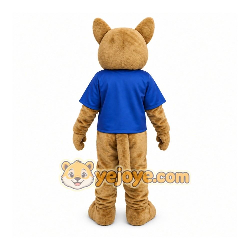 Tan Cougar Mascot Costume with Custom Logo